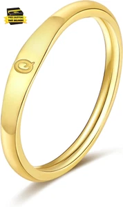 Gold Initial Rings for Women Non Tarnish 14K Gold Plated Stackable Letter Ring D - Picture 1 of 6