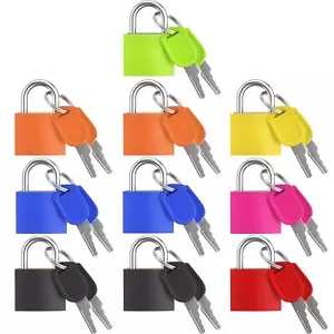 10 Pcs Multicolor Small Padlock with Keys for School Gym Backpacks Jewelry Boxes - Picture 1 of 7