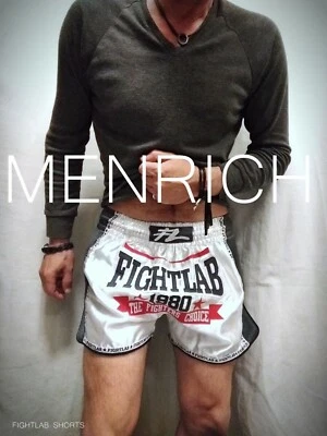 FIGHTLAB MUAY THAI MMA "1980" THAI BOXING SHORTS. LIGHT SILVER. MED. NWOT. RARE. - Image 1 of 4