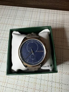 LACOSTE 2010917 Men's Chronograph San Diego Brown Leather Strap Watch 44mm - Picture 1 of 15