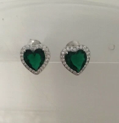 ORECCHINI A FORMA DI CUORE IN ARGENTO 925 CON ZIRCONI E PIETRA IDROTERMALE - Immagine 1 di 4