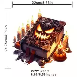 Libro malvado de Halloween grande hierro en calcomanía - Imagen 1 de 2