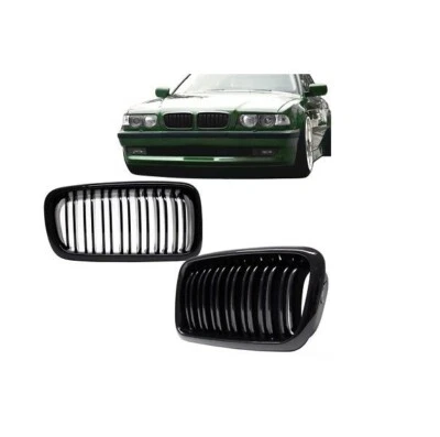 2 GRILLE DE CALANDRE DOUBLE LAME NOIR BRILLANT BMW SERIE 7 E38 DE 06/1994 A 2001 - Photo 1/4