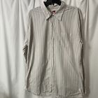7 For All Mankind Button Up Striped Casual Shirt Tan Men's Size XL EUC