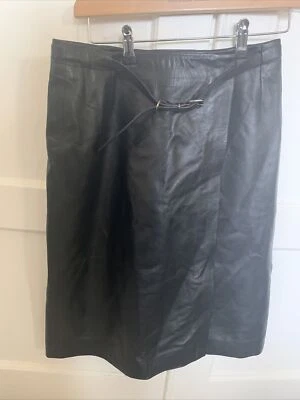 NICOLE FARHI SOFT KNEE LENGTH LEATHER SKIRT SIZE 12 - Image 1 of 4