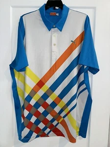 VINTAGE Puma Polo Shirt Mens XL Multicolor Short Sleeve Embroidered Logo - Picture 1 of 8