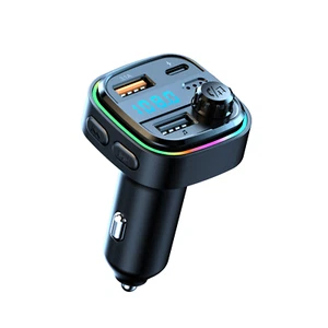 Bluetooth FM Transmitter with Type-C & USB 3.0 Charging + RGB Lights - Picture 1 of 8