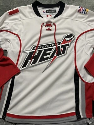 Abbotsford Heat Flames AHL Hockey Team WHITE Reebok jersey Small S NWOT - Image 1 of 4