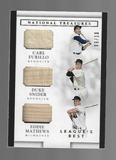 Eddie Mathews Duke Snider Furillo 2016 National Treasures Relics Trios 9/10 ⚾