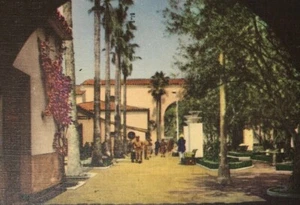 c1930-45 Union Station Patio Los Ángeles California Colección Postal Lino Publicado - Imagen 1 de 4