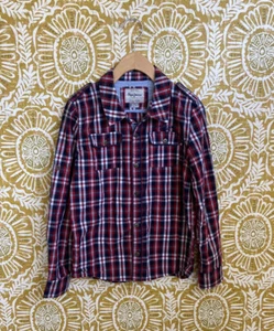 Pepe Jeans London Boys Plaid Button Down Casual Shirt size 14 - Picture 1 of 9