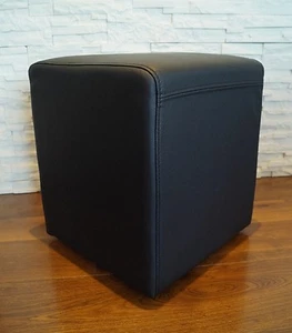Sgabello in vera pelle nero 40x40 x H-45 sgabello in pelle bovina cubo - Foto 1 di 4