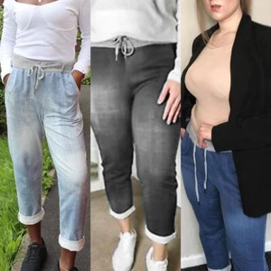 Pantalone donna elastico in vita joggers cotone coulisse pantalone estivo taglie forti - Foto 1 di 15