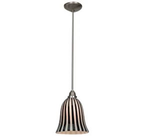Brushed Steel And Black and White Glass Energy Star LED Pendant - Picture 1 of 1