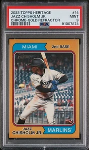 2023 Topps Heritage Jazz Chisholm Jr. Chrome Gold Insert Card 3/5 PSA 9 Mint - Picture 1 of 2