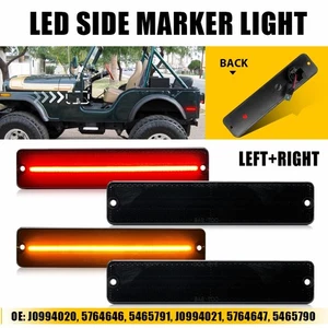 LED Front Rear Fender Side Marker Lights For Jeep Cherokee CJ5/6/7 J10/20 Pickup - Picture 1 of 15
