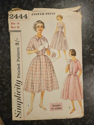 Vintage Original 1950s Sewing Pattern - Answer Dress and Jacket -Size 16,Bust 36 - Image 1 of 2