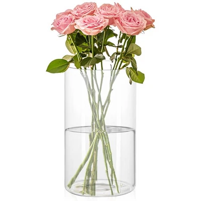 Zylinder Glasvase Minimalistische Dekovasen Modern Blumen Vasen, Klar Glas Gl... - Bild 1 von 4
