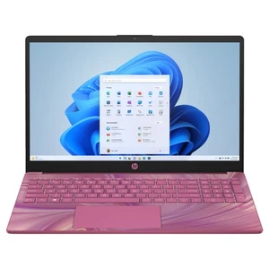 HP 15-fd0104ds 15.6" Touch Intel Processor N100 4GB 128GB UFS W11S Laptop, Pink - Afbeelding 1 van 3