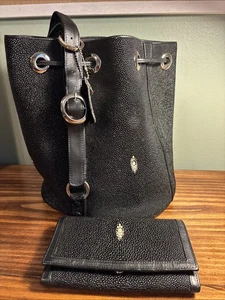 Infinity Authentic Stingray Bucket Handbag Purse And Wallet - Picture 1 of 12