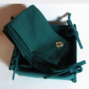 New Harman Set Seven 17" Sq Napkins & 8" Sq Foldable Basket Pine Cone Detail - Picture 1 of 10
