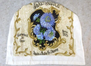 Home Decor' Kitchen Hanging Towel "Walker Seed Co." Flowers Gray Crochet Top NEW - Picture 1 of 2