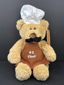 NWT Gund #1 CHEF BEAR w/Mustache Gund Greetings 4036614 Stuffed Animal Plush - Picture 1 of 9