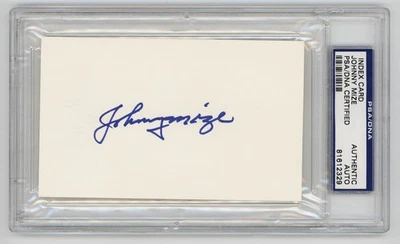 Johnny Mize Signed Index Card. PSA. NY Giants & Yankees Hall of Famer - Image 1 of 2