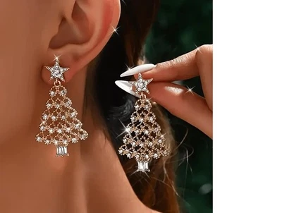 Christmas Tree Earrings  Festival Drop - Ideal for Holiday Celebrations  T016 - Image 1 of 4