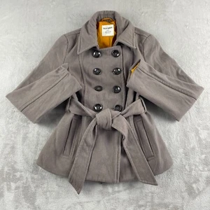 OLD NAVY Double-Breasted Coat Women Medium Brown Wool Blend Belted Lined NWOT - Picture 1 of 9