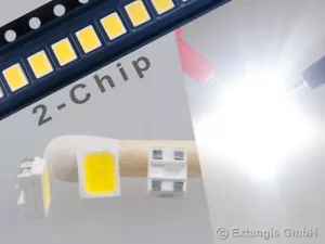 100x SMD LED PLCC4 3528 DOPPELCHIP PUR WEISS pure white 2-chip very bright plcc2 - Bild 1 von 2