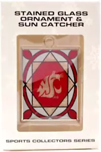 WASHINGTON STATE COUGARS NCAA Stained Glass Christmas Ornament & Suncatcher NEW - Picture 1 of 1