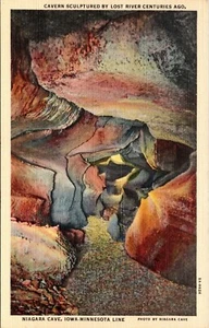 Niagara Cave Cavern Minnesota Iowa State Line VTG Postcard Linen - Picture 1 of 2