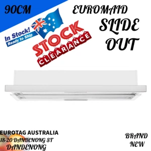 Euromaid 90cm Slide Out Stainless Steel Rangehood 440m3/h Air Extraction Silver - Picture 1 of 5