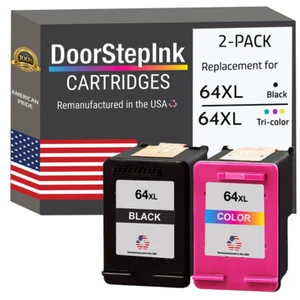 Cartucho de tinta compatible DoorStepInk para HP 64XL color negro paquete de 2-USA - Imagen 1 de 5