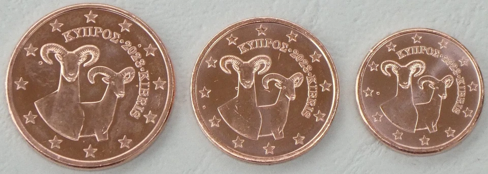 1+2+5 Euro Cent Pièces De Cours Chypre 2023 Splendide. - Photo 1/1