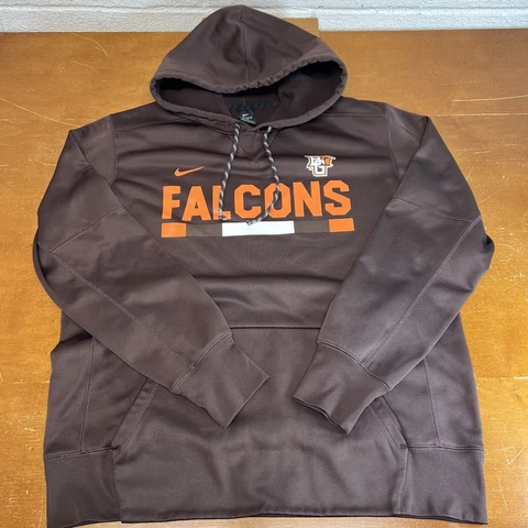 Bowling Green State Falcons Hoodie Mens Large Brown Long Sleeve Nike Dri Fit Cover