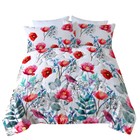 Valentine's Day 3PCS Red Floral Comforter Sets Queen Size Soft Microfiber