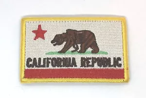 BANDIERA STATO CALIFORNIANA toppa ricamata repubblica gancio e anello giallo - Foto 1 di 1