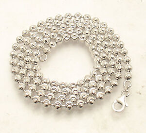 4mm Diamond Moon Cut Ball Bead Chain Necklace Real Sterling Silver ITALY QVC 