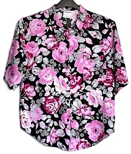 Dorothy Perkins blouse size 12 pink roses floral design made in UK vintage - Picture 1 of 6