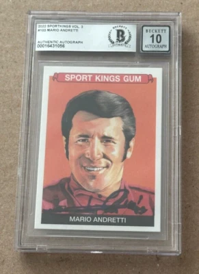 MARIO ANDRETTI SIGNED 2022 SPORTS KINGS AUTO GRADE 10  BECKETT BAS - Image 1 of 2