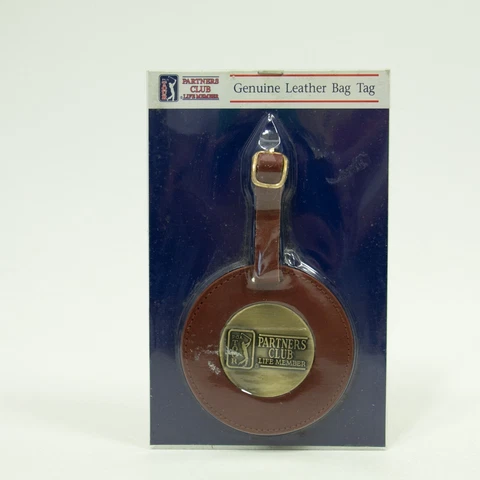 PGA Tour Partners Club Leather Bag Tag Life Time Member NEW Cover
