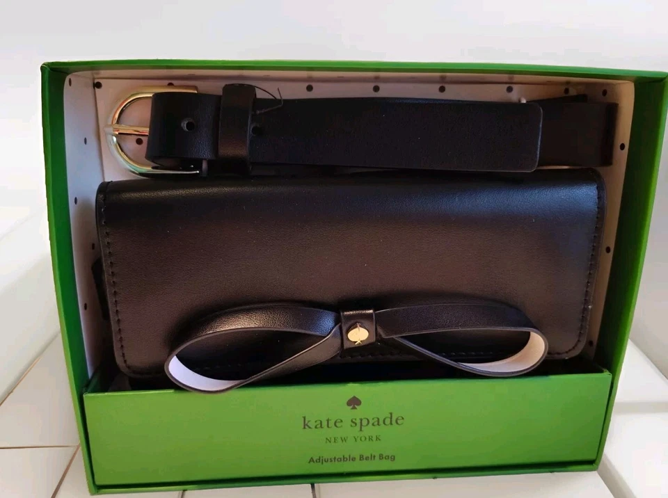 Bolso Cinturón Kate Spade Arco En Caja Mujer L/XL Ajustable Negro Cuero Genuino  Foto 1 de 4