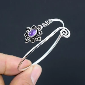 Amethyst Edelstein Ethnisch Handgemacht Verstellbar Armreif Schmuck Gift BB-050 - Bild 1 von 4