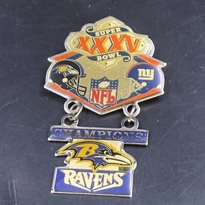 Super Bowl 35 Giants Ravens Hanging Champs Dangle Pin Raymond James Tampa - Picture 1 of 6
