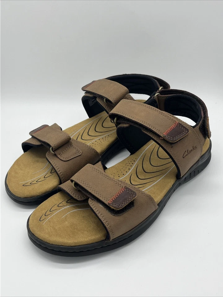 Clarks Hapsford Creek Strap MEN'S Sandals COLOR TAN LEATHER SIZE 13 Shoes