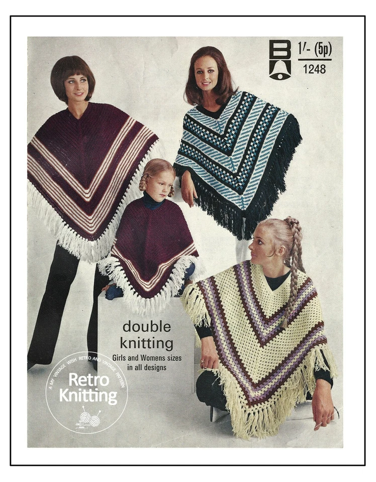 1970's Crochet and Knitted Ponchos Knitting and Crochet Pattern - Image 1 of 1