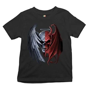 Gothic Demon Angel Skull Youth T-shirt Horror Nightmare Halloween Kids - Picture 1 of 29