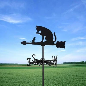 Gatto Nero Segnavento in Metallo per Esterno - Foto 1 di 7